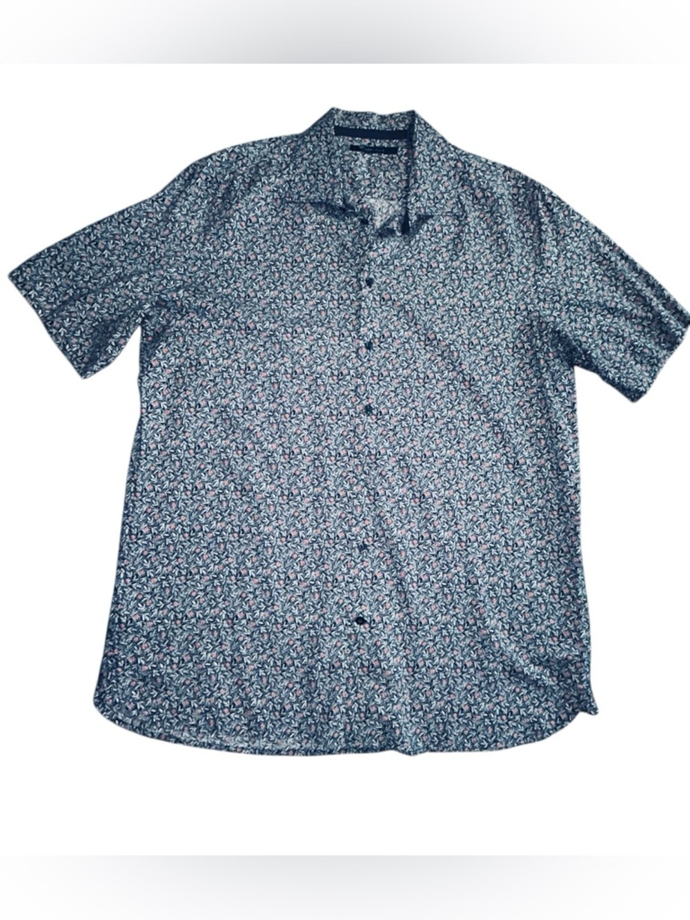 Men's Navy Floral Short-Sleeve Button-Up Shirt